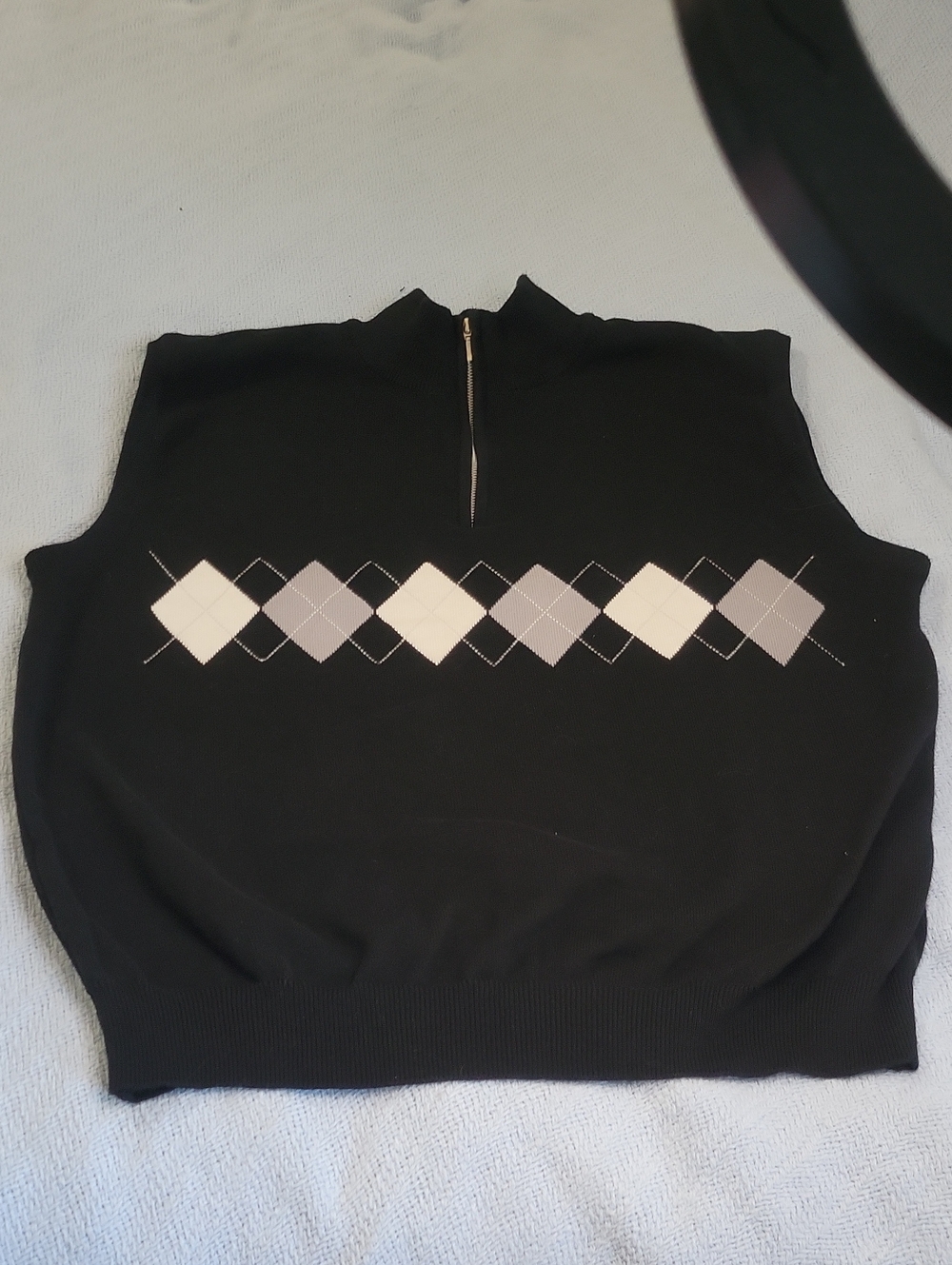 Lyle & Scott Black Knit Vest with Zip-Neck